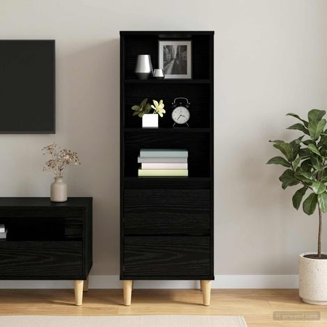 vidaXL Credenza Rovere Nero 40 x 36 x 110 cm Legno ingegnerizzato (1/5)