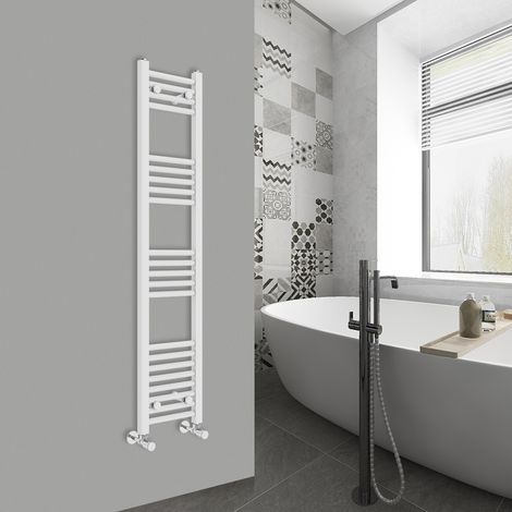 WarmeHaus Straight White Bathroom Ladder Radiator 1400x300mm (1/5)