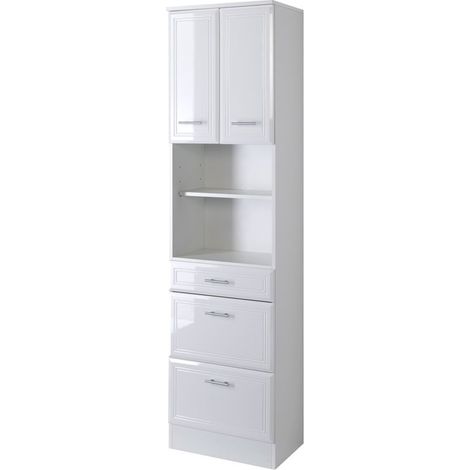 Hochschrank RIMINI-03, Hochglanz weiß, B x H x T ca.: 50 x 190 x 34cm (1/2)