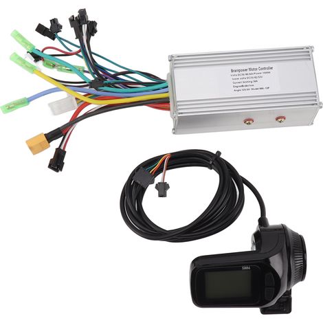 Kit de contrôleur vélo électrique 36V 48V 60V 1000W 38A onde sinusoïdale 3 modes sans balais, avec accélérateur pouce 886 et panneau, accessoire de conversion pour vélo (1/5)