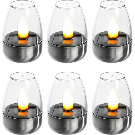 Pack of 6 Electric LED Candles, Rechargeable Solar Night Lights, Flashing Solar Lights for Outdoor Use, Weatherproof, for Garden, Patio, Balcony Decoration