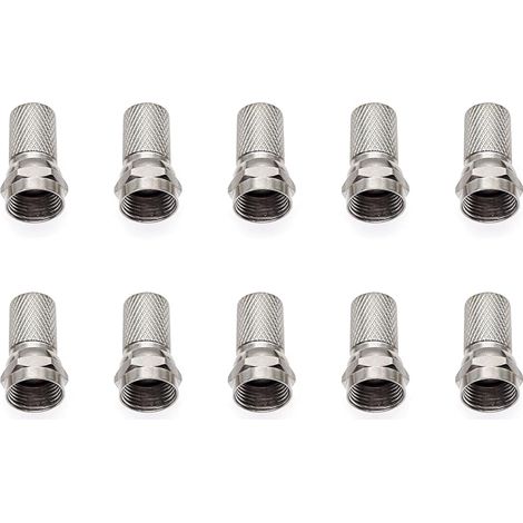 10X Connecteurs pour antenne satellite, coupleur à vis micrométrique, câble coaxial RG6 à torsion, adaptateur F mâle nickelé pour antenne modem/boîtier satellite RG59 (1/5)