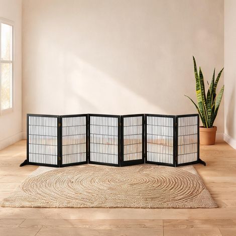 Barrière en bois pliable 432 x 36 x 70 cm pour chien (1/5)