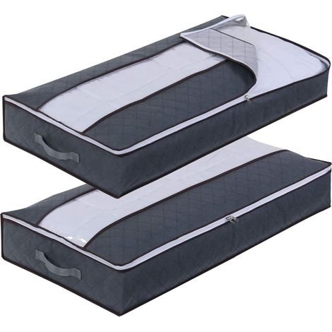 Lit lot de 2 Sac de rangement Sous Closet Organizer Sac souple, Pliable Sac Space Saver pour ranger les vêtements Couverture Literies Couettes, la saison Articles de stockage (1/5)
