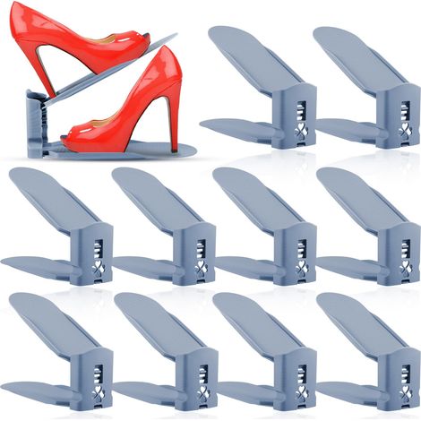 10 Stück verstellbares Schuhregal, Schuhstützregal, Stapelschuhe, Schuh-Organizer, platzsparend, langlebig und pflegeleichtes PP-Material. (Smog Blue) (1/5)