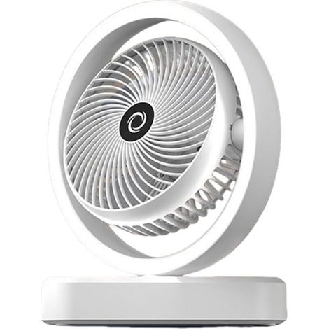 Ventilateur de bureau personnel - Ventilateur personnel avec lumière d'ambiance  Rafraîchisseur d'air oscillant rechargeable à 3 vitesses avec lampe de maquillage pour la chambre, le camping et les vo (1/5)