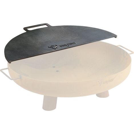 BBQ-Toro Karbonstahl Grillplatte für Ø 60 cm Feuerschalen, Halbrund mit Griff, Grau (1/5)
