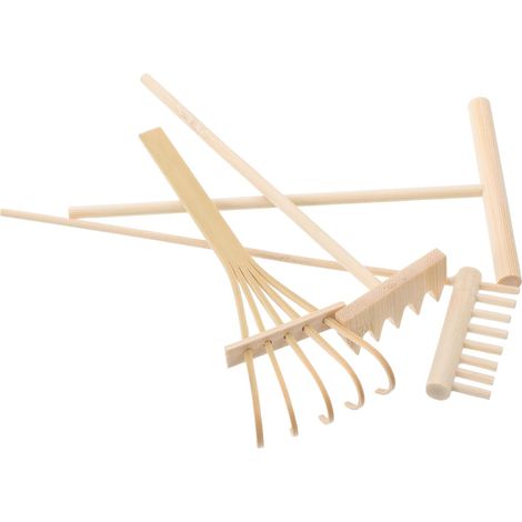 Outils de Râteau Faciles à Utiliser Ensemble de 4 en Bois et Créations Détaillées en Sable pour Jardin Zen Miniature pour Décor de Bureau (1/5)