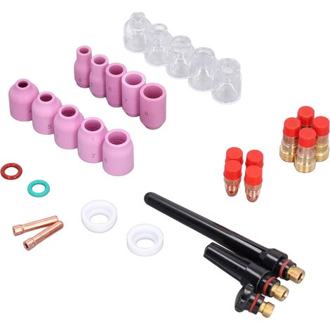 Accessoires pour torche de soudage TIG : buse en verre, lentille à gaz, mandrin, kit de buse en alumine. Compatible avec les modèles WP-17/18/26. (1/5)