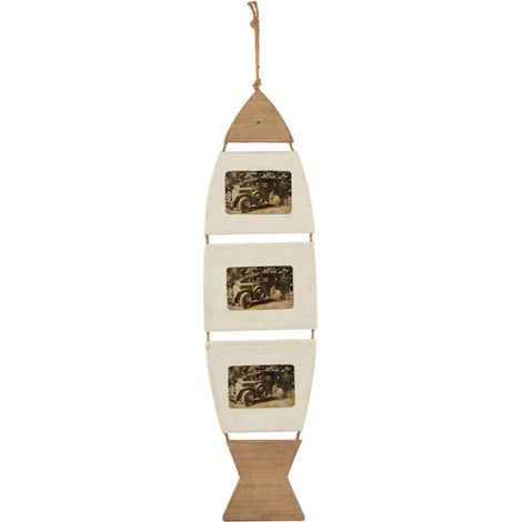 Cadre Suspendu 3 Photos "Poisson" 10x15cm Blanc & Beige