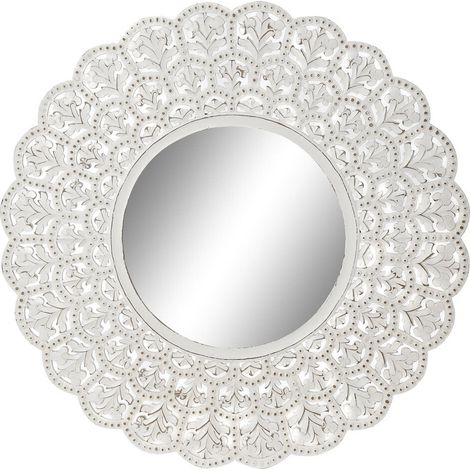 Miroir en bois de mango blanc décapé et décoratif - Blanc patiné décapé vintage (1/3)