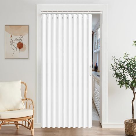 Rideau de placard pour placard ouvert, rideaux accordéon pliables pour placards sans porte, 1 rideau avec embrasse, 100200cm, (tringle non incluse). (1/5)