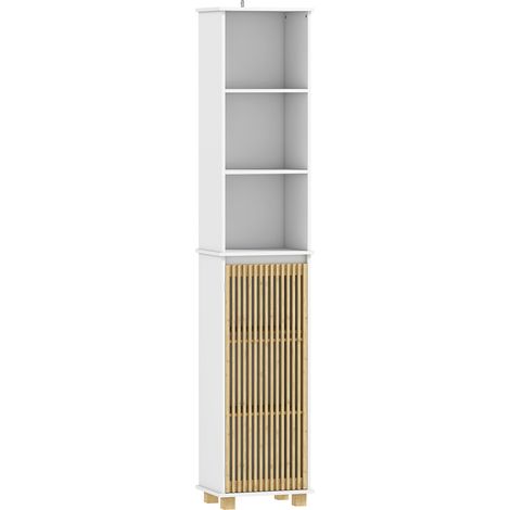 Colonna da bagno stretta contenitore 35 x 26 x 173 cm salva-spazio ventilata stile scandinavo essenziale in MDF bianco 210002074