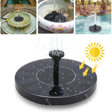 Randaco Solarpumpe 1.5W Brunnen Gartenbrunnen mit 6 Fontänenstilen 190L/h Solar Wasserpumpe Springbrunnenpumpe Solar Teichpumpe