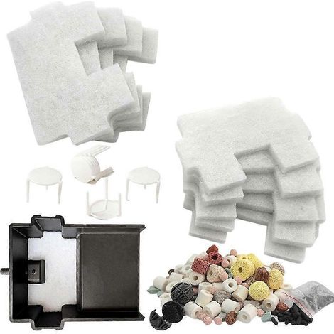 Média filtrant amélioré en 18 pièces pour les systèmes de débordement de cascade de bassin BOSS, comprenant 9 boules de coton filtrantes pour bassin + 500 g d'anneaux en céramique + 8 supports. (1/5)