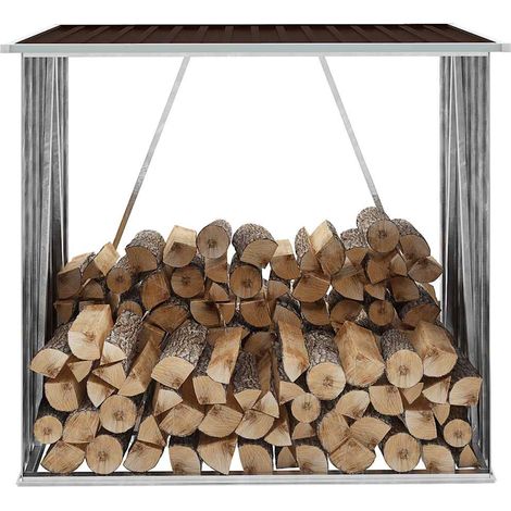Brennholzlager Verzinkter Stahl 163 x 83 x 154 cm Braun