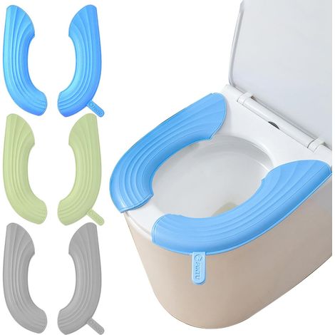 CCYKXA Set mit 3 Paar WC-Sitzkissen, wasserdichte EVA-WC-Sitzbezüge, weiche und warme wiederverwendbare Kissen, Badezimmerzubehör