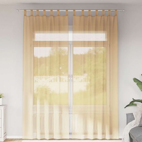 Voile Curtains with Loops 2 pcs Sand 140x260 cm vidaXL