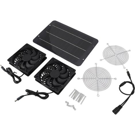 Ventilateur d'extraction à énergie solaire ventilateur à énergie solaire professionnel efficace en silicium monocristallin pour serre, hangar, poulailler, garage 7W 12V (1/5)