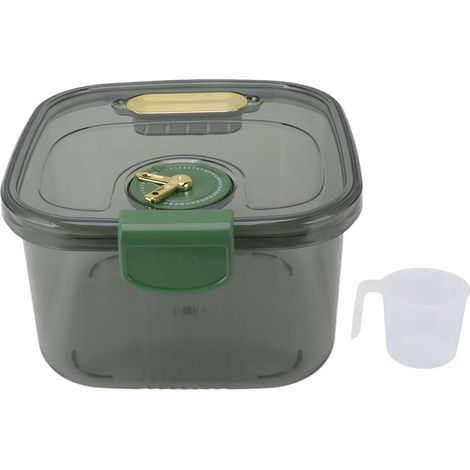 Récipient à riz hermétique empilable transparent, seau de riz avec date pour grains, farine, snacks, sucre, taille S 5kg/11.0lb vert (1/5)