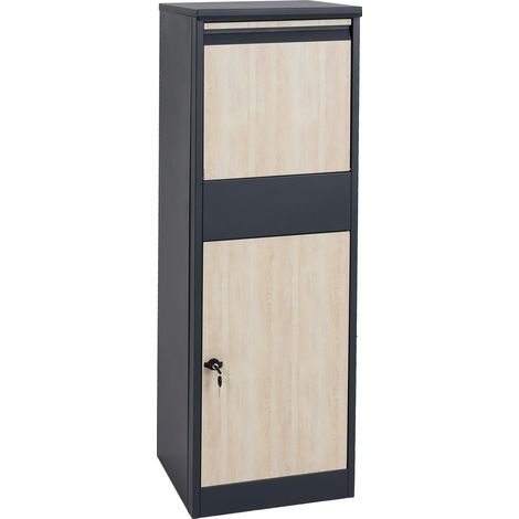 Cassetta pacchi da terra con serratura 140x46x45 acciaio effetto legno antracite legno chiaro 040005911