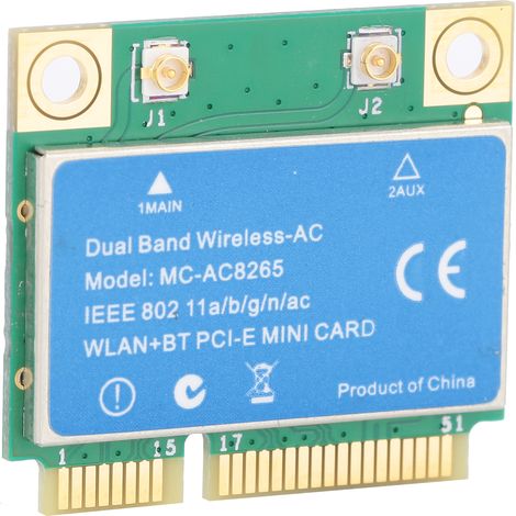 Carte MINI PCI-E 1200M double bande 2,4 GHz/5 GHz pour puce Intel 8265, carte réseau sans fil MC8265 (1/5)