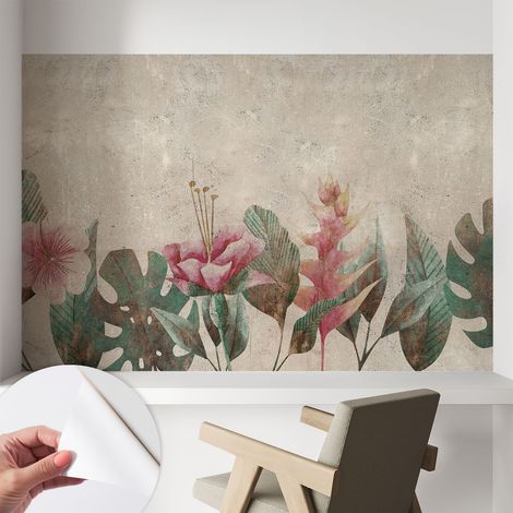 Selbstklebend Tapete - Wandgestaltung - Tapete Wohnzimmer - Flur Eingangsbereich Zarte Flora 104x70 cm (1/5)