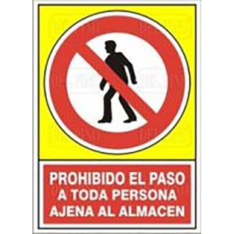 señal 413 plast.420x297''pr.per/aj.almac'' prohibido el paso toda pers.ajena almacen