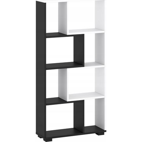 Estante 120x60x20cm pared suelo blanco negro (1/5)