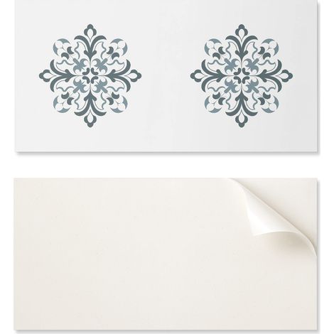 Panel de vinilo autoadhesivo impreso de 100x50 cm con estampado floral sim茅trico.