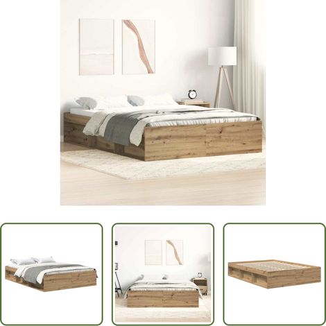 Sommeil -  Cadre de lit sans matelas chêne artisanal 140x190 cm (1/5)