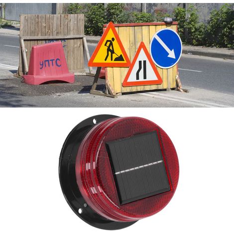 Feu clignotant de signalisation solaire pour la sécurité sur les chantiers, feu clignotant de signalisation routière, feu rouge (1/5)
