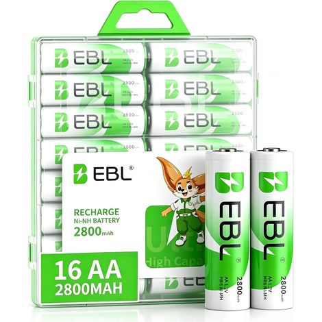 16PCS Piles AA Rechargeables, 1,2V Ni-MH AA HR6 Piles Rechargeables Cycle de Vie Ultra Long, Haute Performance, pour Manettes de Jeu, Appareils Photo, Souris, etc. (1/5)