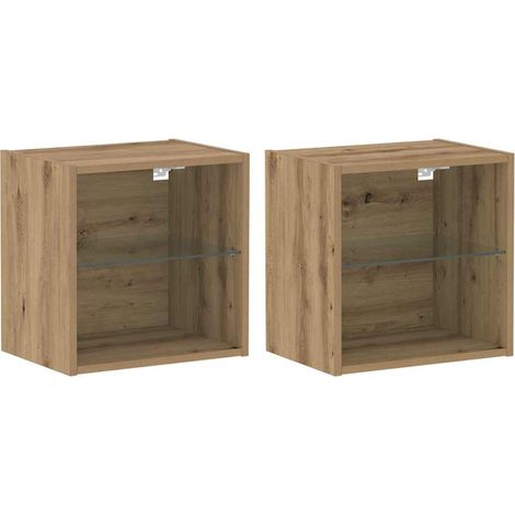 Maison Exclusive - Mensola galleggiante con luce LED con lo scaffale 2 pcs Marrone