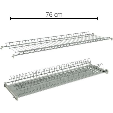 Kit scolapiatti cromato da incasso regolabile e vaschetta 76x25 cm