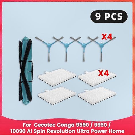 Kompatible Ersatzteile für Conga 9590, 9990, 10090 AI Spin Revolution - Ersatzzubehör für Saugroboter, Wartungsset, Filter und Bürsten, Modell 9590/9990/10090, langlebige Qualität. (1/5)