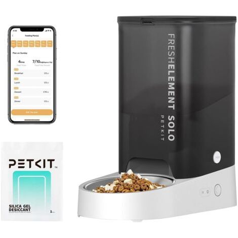 PETKIT Distributeur Automatique pour Chats et Chiens,2.4G WiFi 3L Mangeoire Automatique, Connecté App,avec Bol en Acier Inoxydable,Jusqu'à 10 Repas par Jour,Double Alimentation d'énergie(Gris Clair)