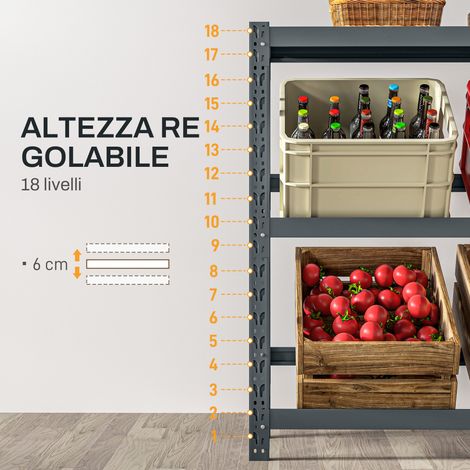 Étagère métallique 3 étages pour 6 bacs de boissons, grise, 110x30x110cm, avec plateaux ajustables