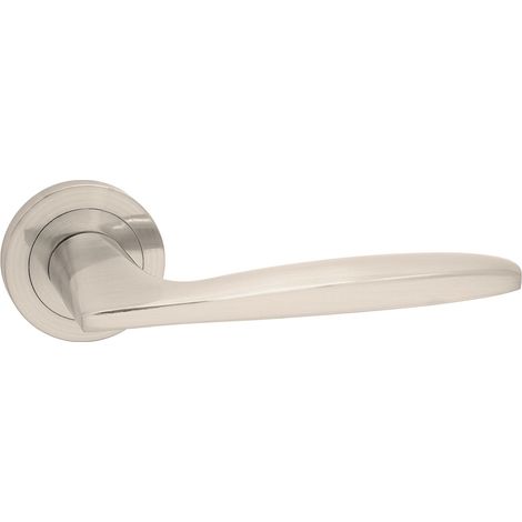domino Türgriff Drückergarnitur Türklinke für Zimmertür, Bürotür, Kellertür & Innentür Türbeschläge aus Aluminium Nickel Türdrückergarnitur MIA-R M9 (1/5)