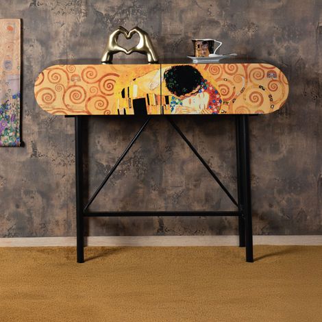 Console 2 tiroirs 100x30x80 cm noire et jaune - LOOP