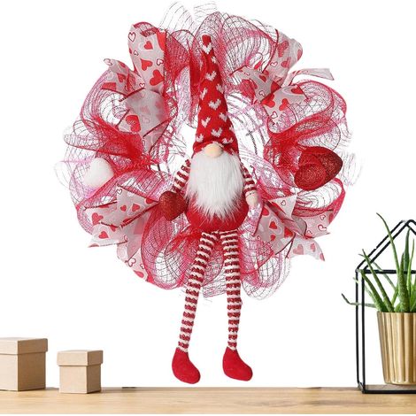 Couronne De La Saint-Valentin Décoration Festive De 55 cm Couronne Décorative Pour Les Fêtes Pour Maison, Couples, Mariage, Cheminée, Mur, Fenêtre, Bureau, Appartement, Café, Jardin (1/5)
