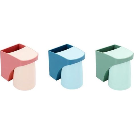 Porte-Brosses à Dents 3 Pièces Support de Rangement pour Salle de Bain, Porte-Gobelet avec Ventouse Organisateur pour Dentifrice et Brosse à Dents Lot de 3 Supports Murales (1/5)