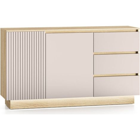 Sideboard mit 2 Türen und 3 Schubladen, inklusive LED-Beleuchtung, Modell „Elyès“ aus Kaschmir und Holz (1/5)