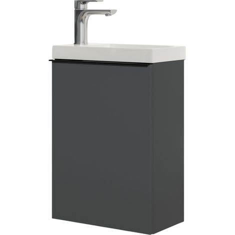 BERNSTEIN - mobili da bagno sospeso, mobili vasque lave - 5 anni di garanzia - manico nero Matt - 59.5x40x22cm - Antracite - Lavoa	Antracite opaco, Nero opaco