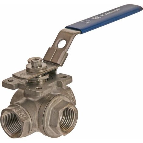 V谩lvula de esfera de 3 v铆as T 1/2" acero inoxidable UNIVERSAL BV3T12FSS (1/4)