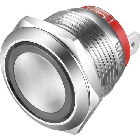 19mm Bouton Poussoir de Type Court 20A/12-24V LED Bleue Interrupteur à Bouton-Poussoir Momentané en Acier Inoxydable Interrupteur SPST 4Broches étanche (1/5)