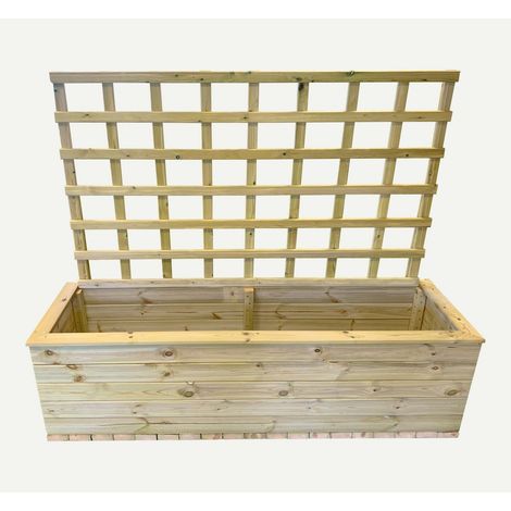 Deluxe Extra Large Trough with Trellis - Timber - L58 x W183 x H52 cm - Partially Assembled