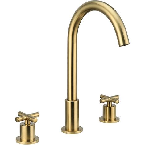 Basin faucet, three-hole bathroom countertop basin split hot and cold pure copper vegetable basin faucet
