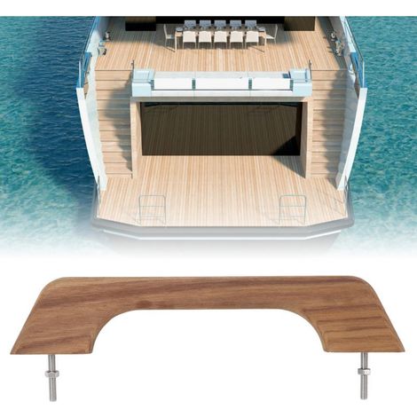 Main courante en teck de 30 cm avec poignée simple en boucle, ergonomique, résistante aux intempéries, en bois, pour bateaux, camping-cars et véhicules de loisirs. Accessoires pour accoudoirs. (1/5)