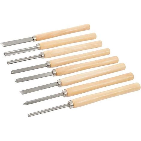 Set mit 8 HSS-Drechselwerkzeugen, professionelle Holzmeißel für die Holzbearbeitung, professionelle Heimwerkerwerkzeuge.
